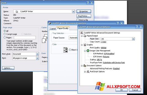 Ekrano kopija CutePDF Writer Windows XP