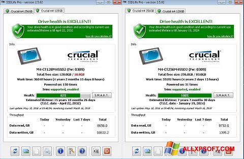 Ekrano kopija SSDLife Windows XP