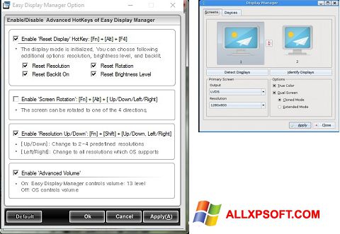 Ekrano kopija Easy Display Manager Windows XP