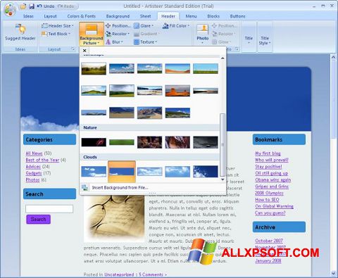 Ekrano kopija Artisteer Windows XP