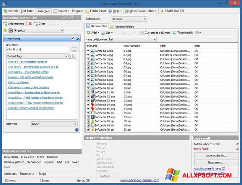 Ekrano kopija ReNamer Windows XP