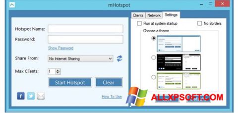 Ekrano kopija mHotspot Windows XP