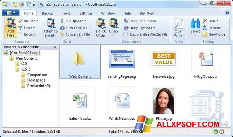 Ekrano kopija WinZip Windows XP