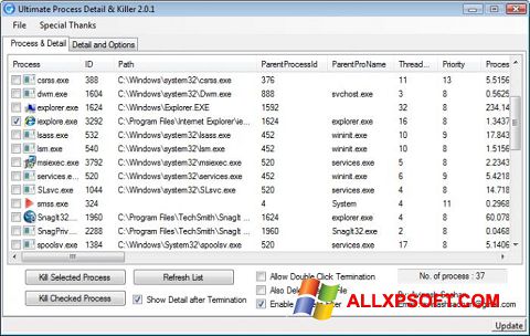 Ekrano kopija Process Killer Windows XP