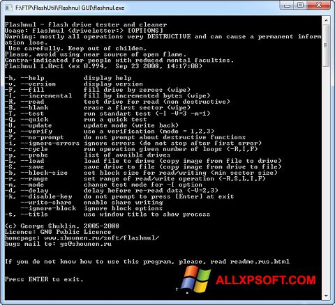 Ekrano kopija Flashnul Windows XP