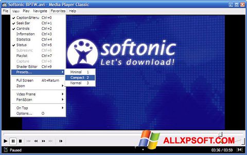 Ekrano kopija Media Player Classic Windows XP