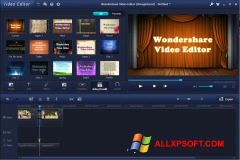 Ekrano kopija Wondershare Video Editor Windows XP