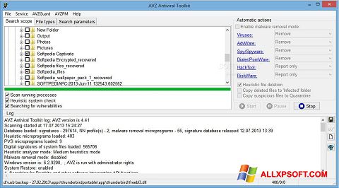 Ekrano kopija AVZ Windows XP