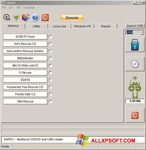 Ekrano kopija SARDU Windows XP