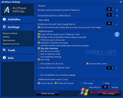 Ekrano kopija ALLPlayer Windows XP