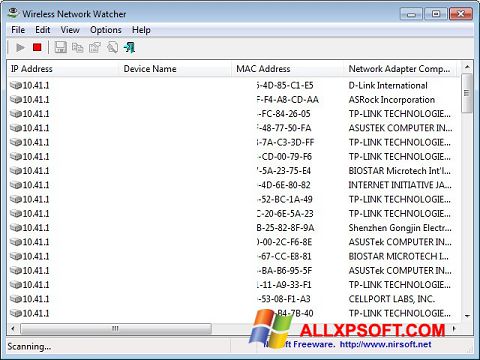 Ekrano kopija Wireless Network Watcher Windows XP