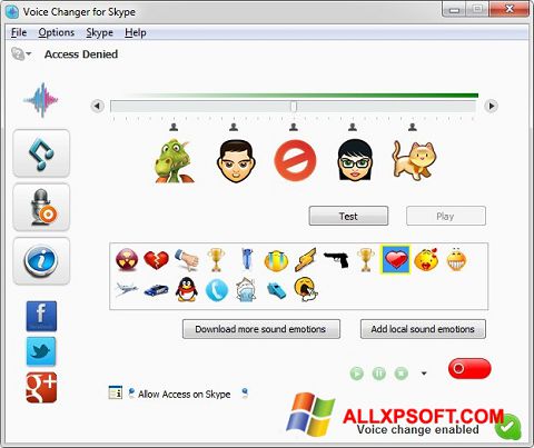 Ekrano kopija Skype Voice Changer Windows XP