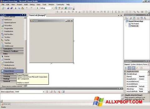 Ekrano kopija Microsoft Visual Studio Windows XP