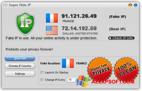 Ekrano kopija Super Hide IP Windows XP