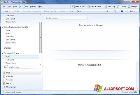Ekrano kopija Windows Live Mail Windows XP