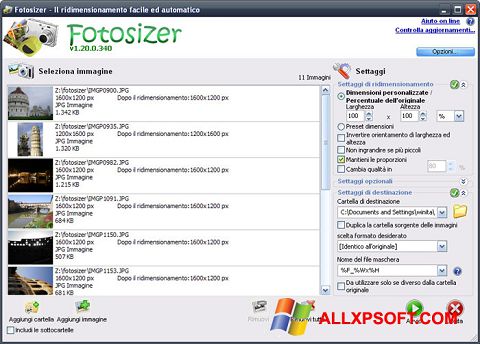 Ekrano kopija Fotosizer Windows XP
