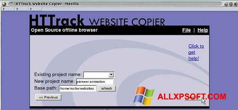 Ekrano kopija HTTrack Website Copier Windows XP