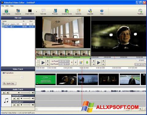 Ekrano kopija VideoPad Video Editor Windows XP