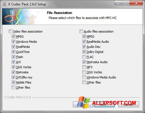 Ekrano kopija X Codec Pack Windows XP
