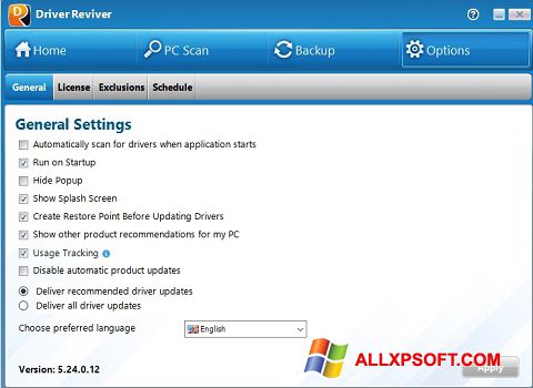 Ekrano kopija Driver Reviver Windows XP