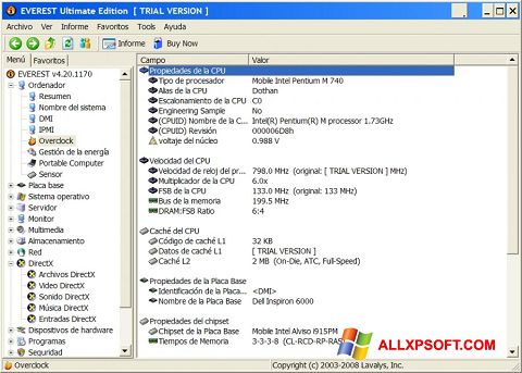 Ekrano kopija EVEREST Ultimate Edition Windows XP