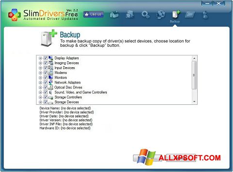 Ekrano kopija SlimDrivers Windows XP