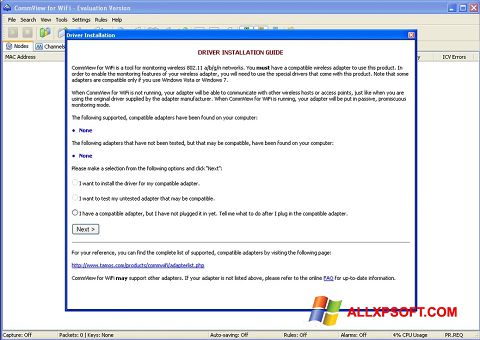 Ekrano kopija CommView for WiFi Windows XP