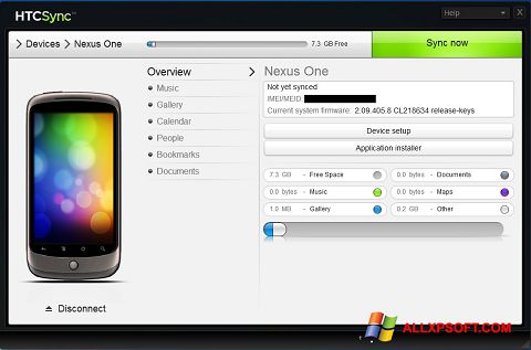 Ekrano kopija HTC Sync Windows XP