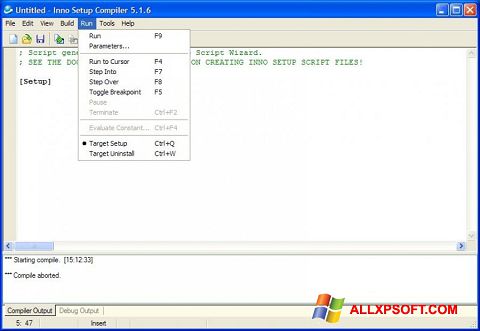 Ekrano kopija Inno Setup Windows XP