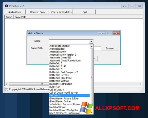Ekrano kopija PunkBuster Windows XP