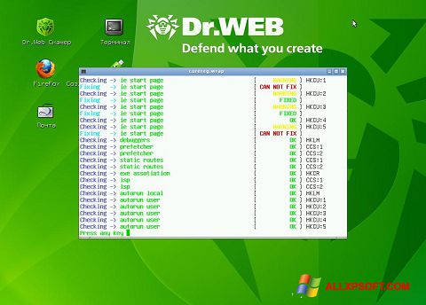 Ekrano kopija Dr.Web LiveCD Windows XP