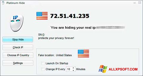 Ekrano kopija Hide IP Platinum Windows XP