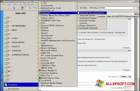 Ekrano kopija AviSynth Windows XP