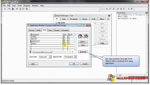 Ekrano kopija Microsoft Visual FoxPro Windows XP
