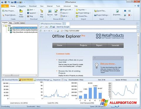 Ekrano kopija Offline Explorer Windows XP