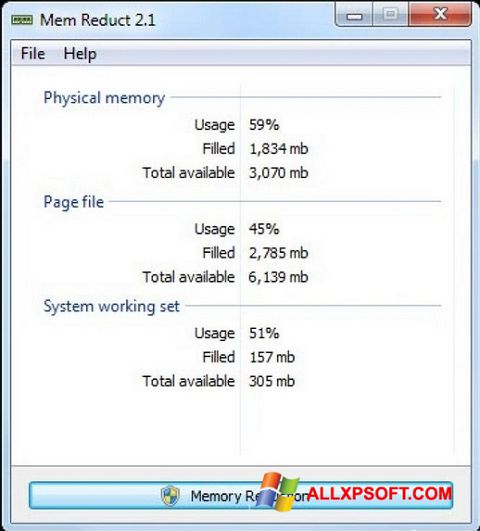 Ekrano kopija Mem Reduct Windows XP