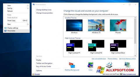 Ekrano kopija Personalization Panel Windows XP