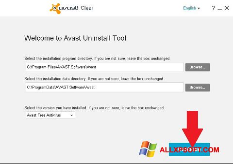 Ekrano kopija Avast Uninstall Utility Windows XP
