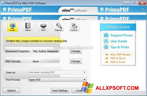 Ekrano kopija PrimoPDF Windows XP
