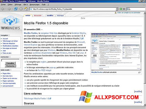 Ekrano kopija Mozilla Firefox Windows XP