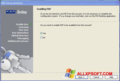 Ekrano kopija PGP Desktop Windows XP