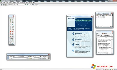 Ekrano kopija Macromedia Dreamweaver Windows XP
