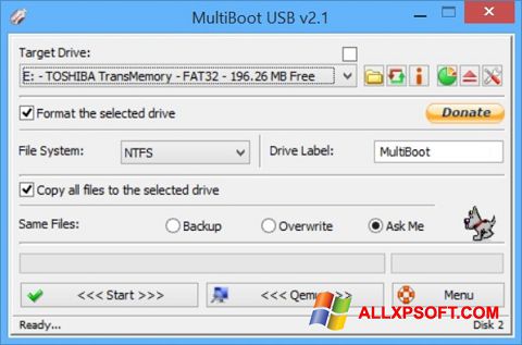 Ekrano kopija Multi Boot USB Windows XP