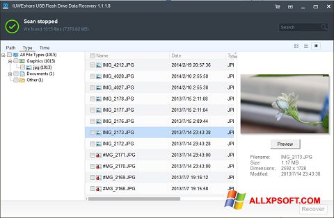 Ekrano kopija USB Flash Drive Recovery Windows XP