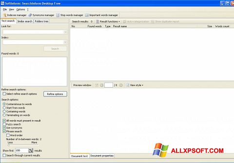 Ekrano kopija SearchInform Windows XP