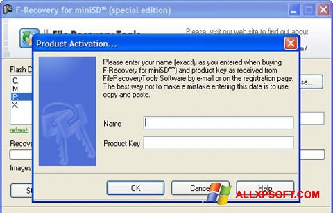 Ekrano kopija F-Recovery SD Windows XP