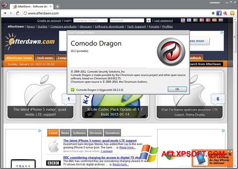Ekrano kopija Comodo Dragon Windows XP