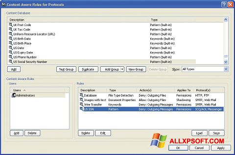 Ekrano kopija DeviceLock Windows XP