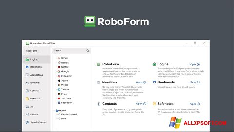 Ekrano kopija RoboForm Windows XP