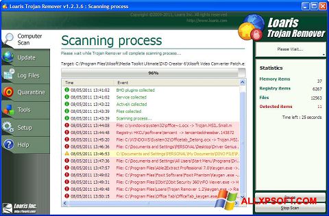 Ekrano kopija Trojan Remover Windows XP